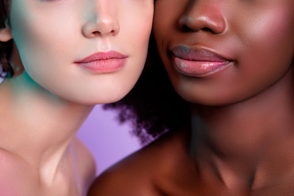 White and Black woman with matte complexions.