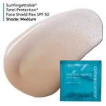 Foil sample with product swatch of Total Protection Face Shield Flex SPF 50