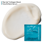 Foil sample with product swatch of Pep Up Collagen Boost Face & Neck Serum