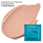 Foil sample with product swatch of Total Eye 3-in-1 Renewal Therapy SPF 35