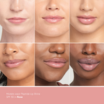 Peptide Lip Shine SPF 30 on 6 models of different skin tones || Rose