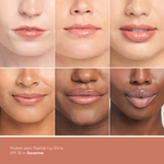 Peptide Lip Shine SPF 30 on 6 models of different skin tones || Savanna