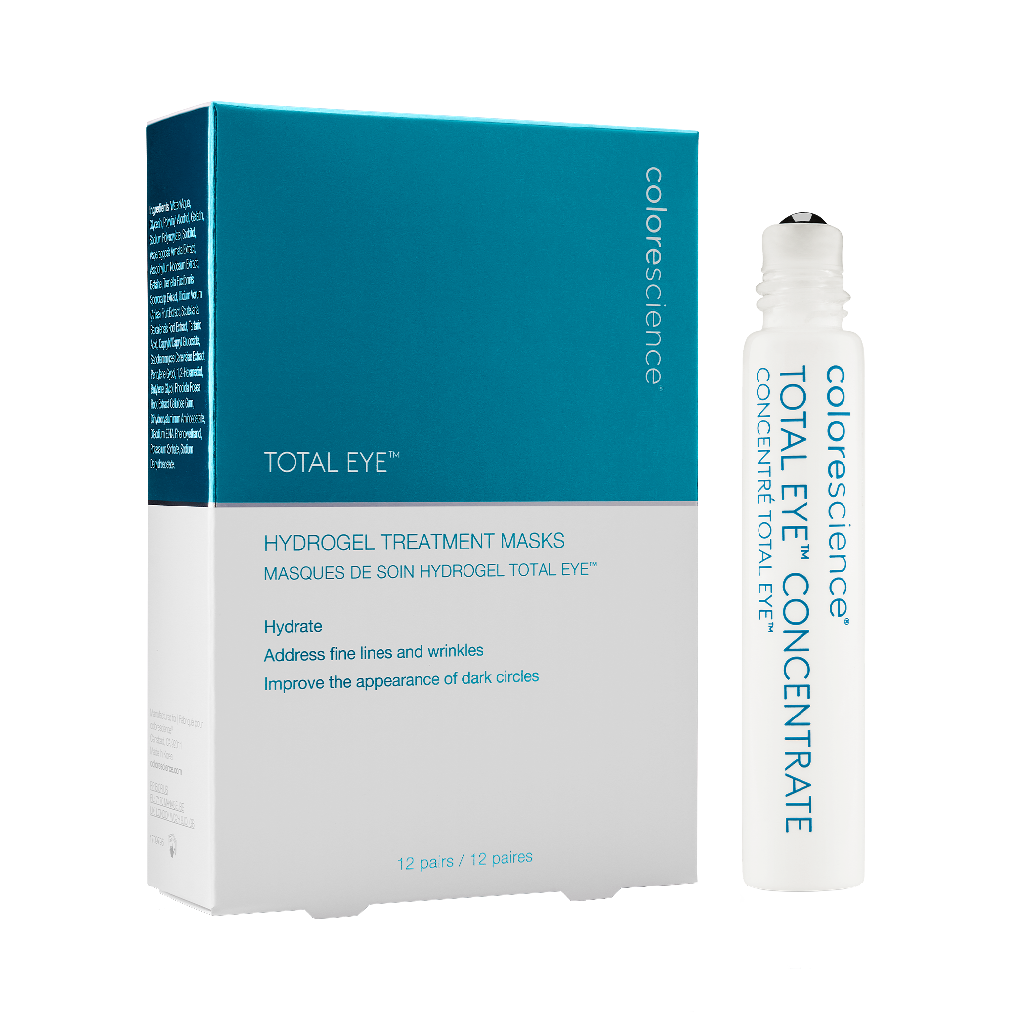 Total Eye Hydrogel Treatment Masks (in box) and Concentrate Serum (open) || all