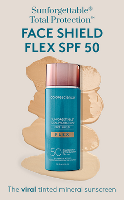 Sunforgettable® Total Protection™ Face Shield Flex SPF 50. The viral tinted mineral sunscreen