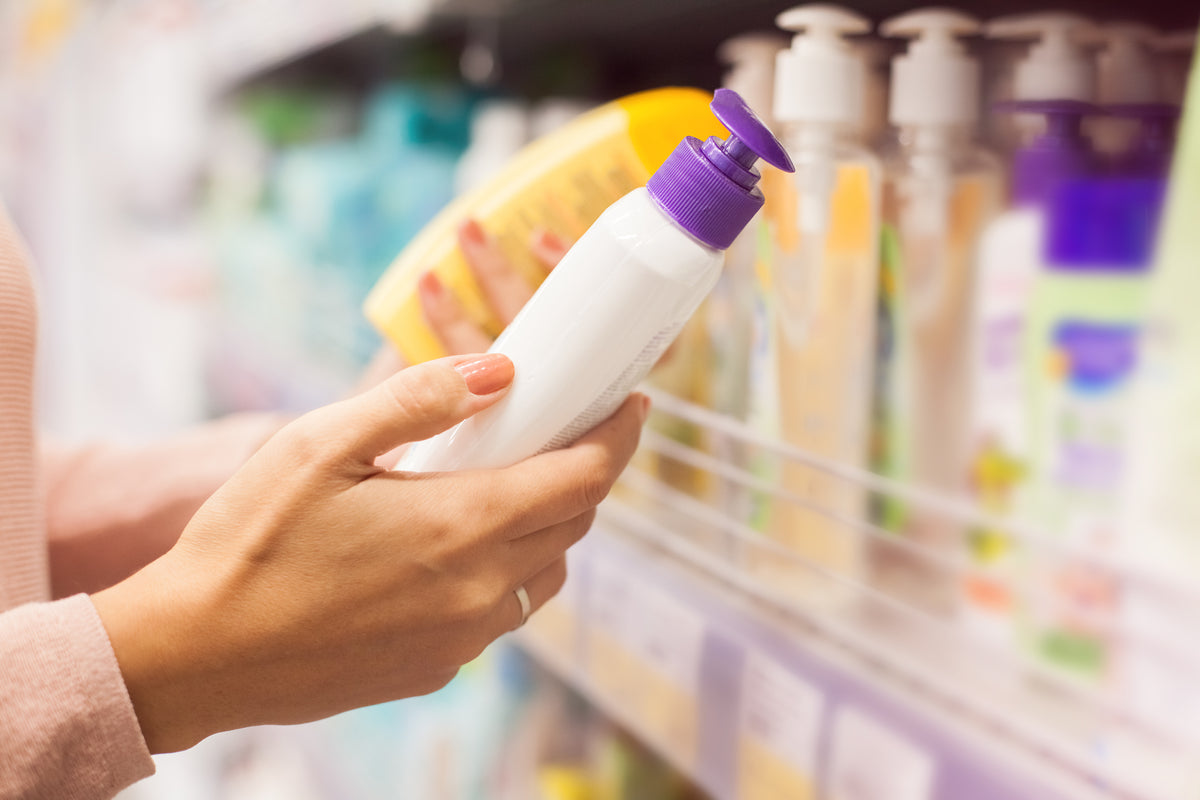 Store shelf filled with sunscreen options