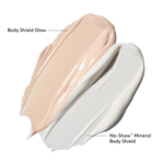 swatch of no show body shield and body shield glow
