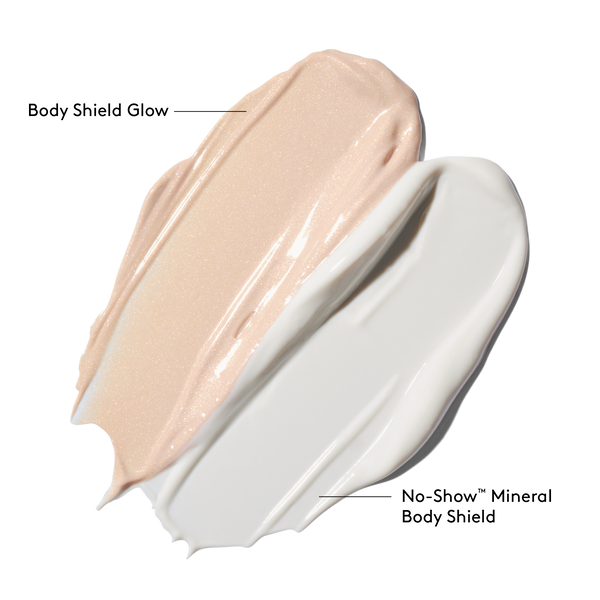 swatch of no show body shield and body shield glow