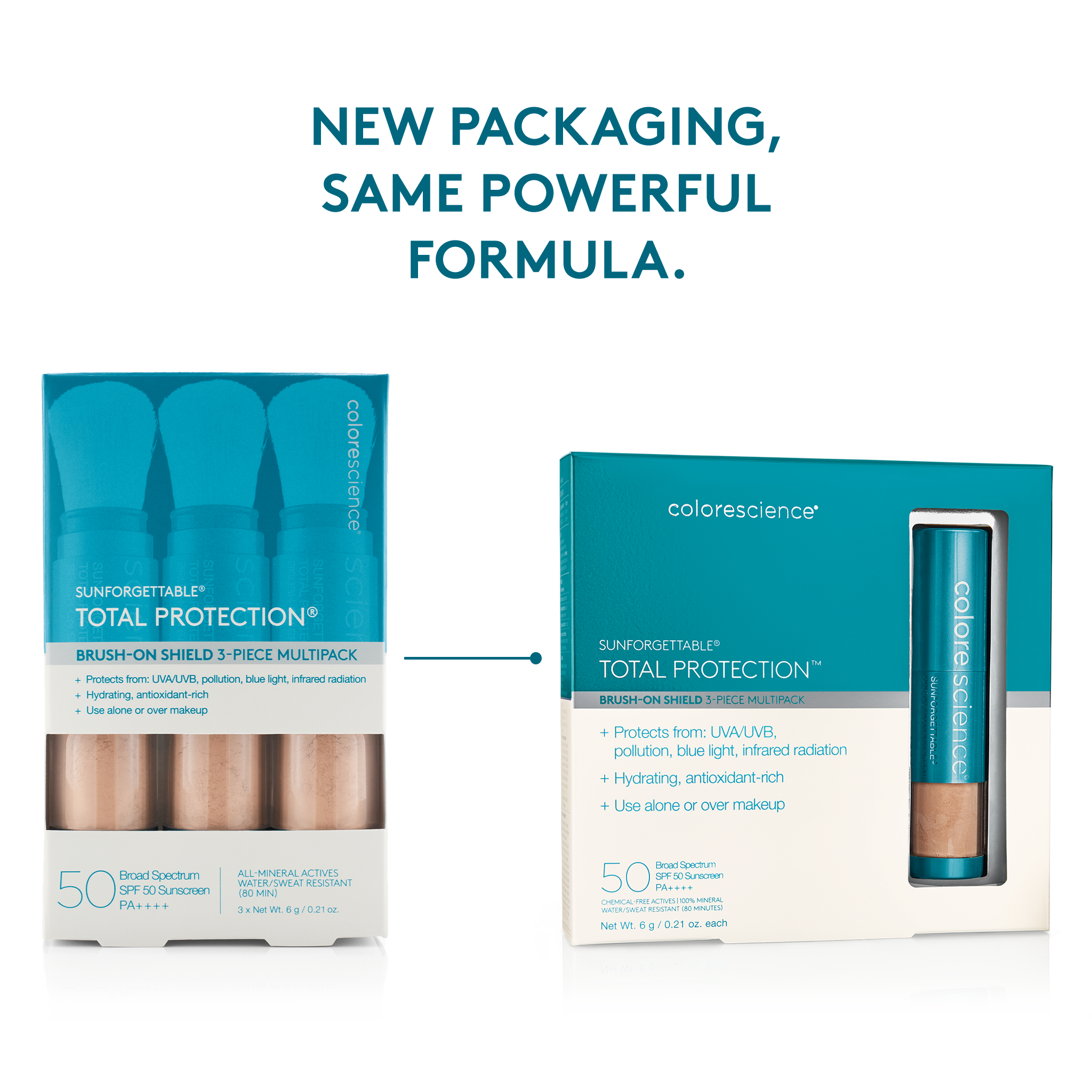 Sunforgettable® Total Protection™ Brush-on Shield SPF 50 Multipack SPF packaging update || all