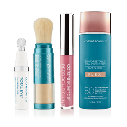 Suzetty's Favorites: Total Eye 3in1 Renewal Therapy, Sunforgettable Total Protection Brush-on Shield SPF 50, Peptide Lip Shine SPF 30 in Rose, Sunforgettable Total Protection Face Shield Flex SPF 50