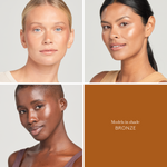 Three models of light, medium, and deep skin tone wearing Sunforgettable® Total Protection™ Color Balm SPF 50 in Bronze