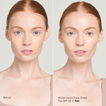 Sunforgettable® Total Protection™ Face Shield SPF 50 Flex before and after on model in fair || Fair