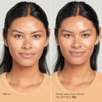 Sunforgettable® Total Protection™ Face Shield SPF 50 Flex before and after on model in Tan