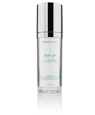 Colorescience Pep Up Collagen Boost face and neck treatment bottle on a white background