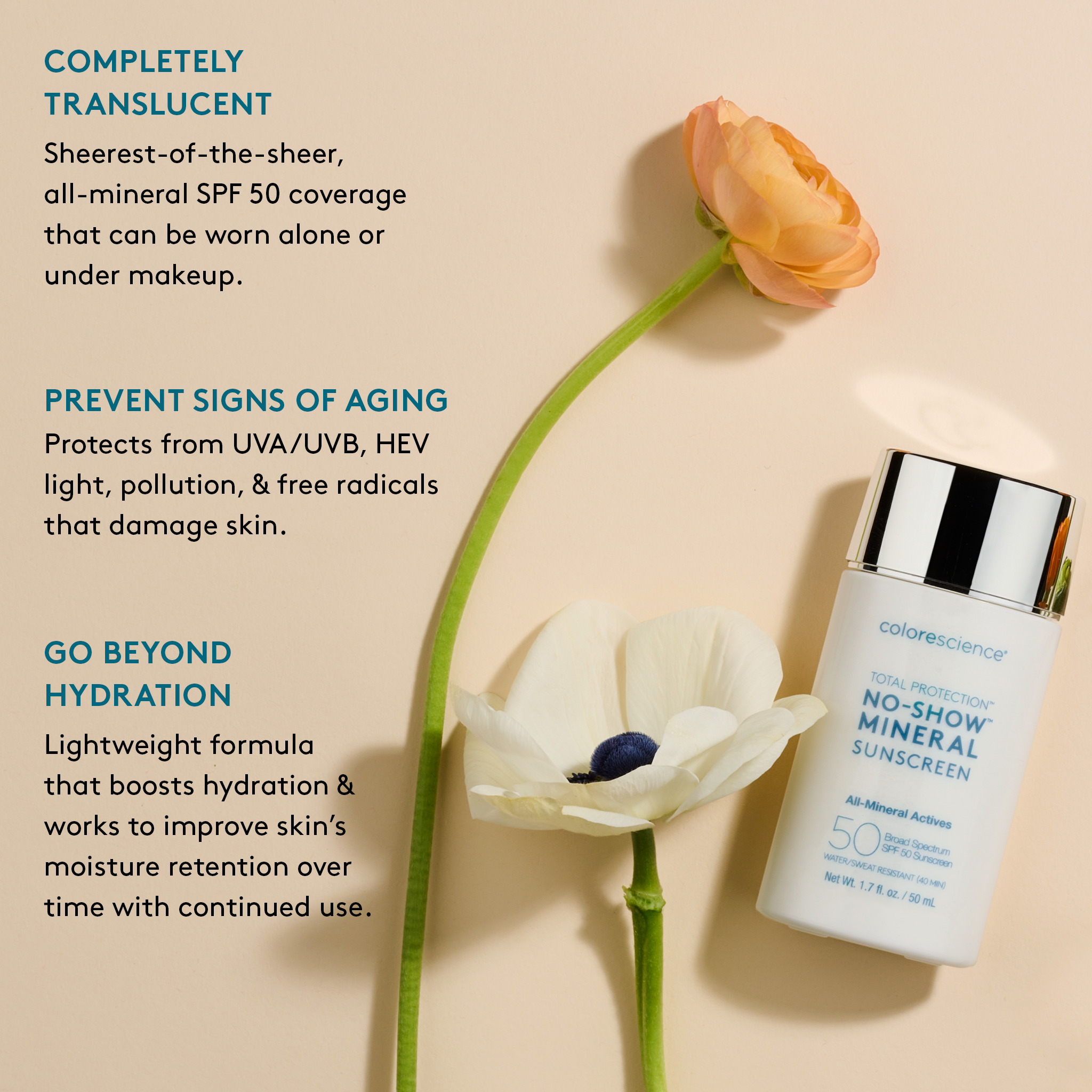 Total Protection™ No Show™ Mineral Sunscreen SPF 50 benefits || all