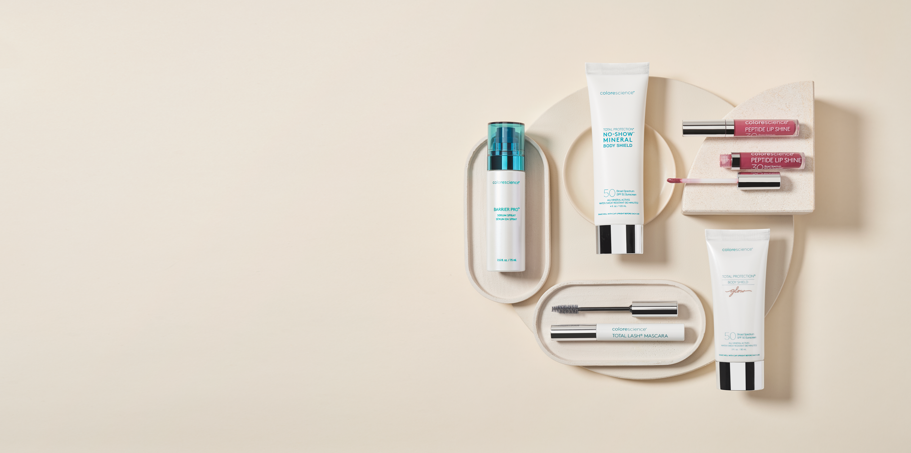 Total Protection® No Show Body SPF50, Body Shield Glow SPF50 & Peptide Lip Shine SPF 30