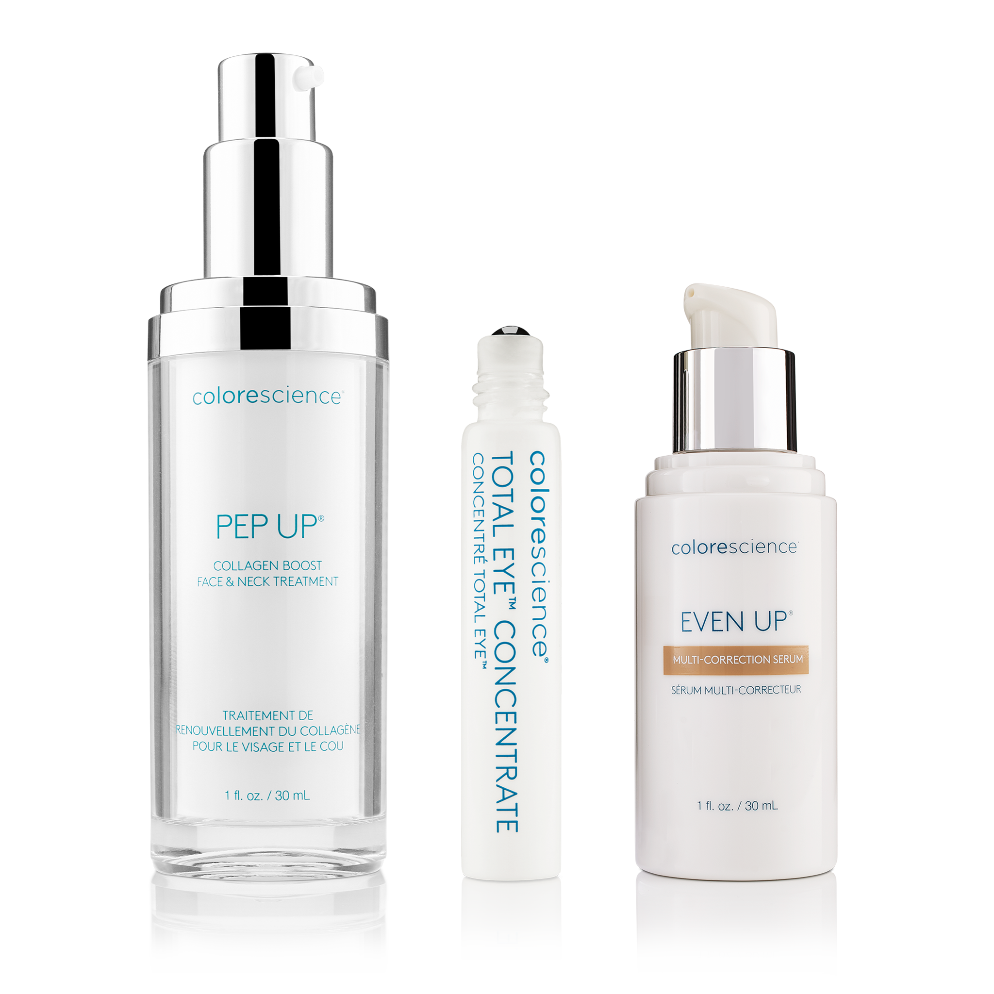 Serum Essentials, option 1: Pep Up Collagen Boost Face & Neck Serum, Total Eye Concentrate Serum, Even Up Multi-Correction Serum (hyperpigmentation) || all