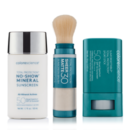 Untinted Total Protection™ Trio: Total Protection™ No-Show™ Mineral Sunscreen SPF 50, Sunforgettable® Total Protection™ Sheer Matte SPF 30 Sunscreen Brush, Sunforgettable® Total Protection™ Sport Stick SPF 50