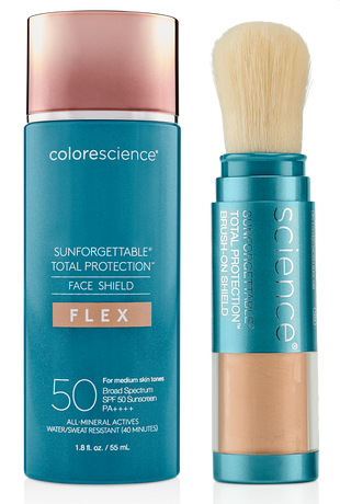 Total Protection Collection of Colorescience skincare and sun protection products on a white background