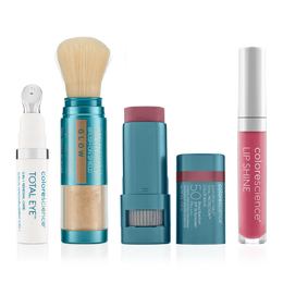 Stocking Stuffer Bundle: Total Eye 3-in-1 Renewal Therapy SPF 35 + Sunforgettable Total Protection Brush-On Shield SPF 50 + Sunforgettable Total Protection Color Balm SPF 50 (any shade) + Lip Shine SPF 35