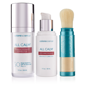 All Calm® Sensitive Skin Regimen: Clinical Redness Corrector SPF 50, Multi-Correction Serum, Sunforgettable® Total Protection™ Brush-On Shield SPF 50