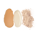 swatches of Even Up® Hyperpigmentation Regimen: Multi-Correction Serum, Clinical Pigment Perfector SPF 50, Sunforgettable® Total Protection™ Brush-On Shield SPF 50 || all