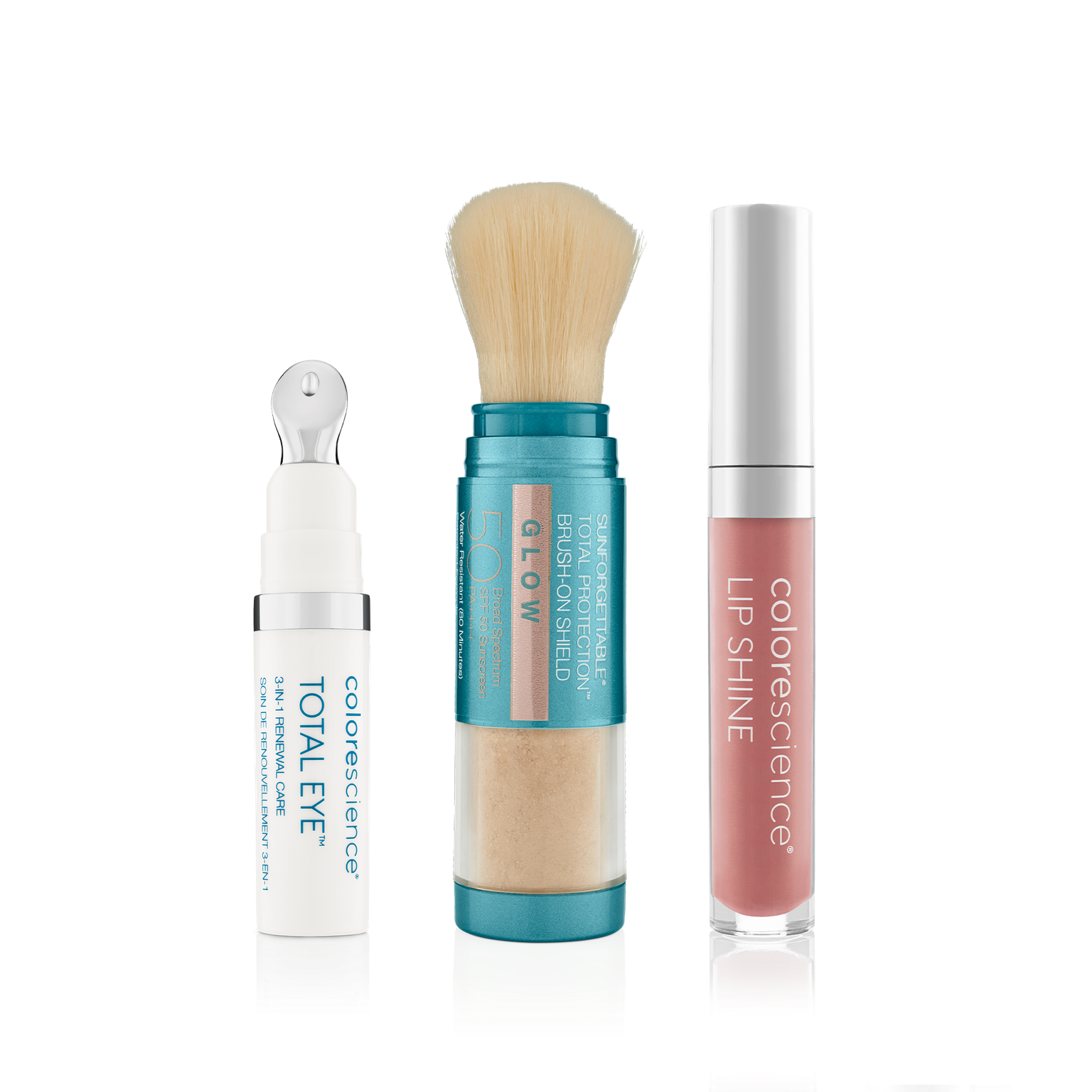 Must Haves for Mom: Total Eye 3-in-1 Renewal Therapy SPF 35, Sunforgettable Total Protection Brush-On Shield Glow SPF 50, Lip Shine SPF 35 Blush Glow || hide