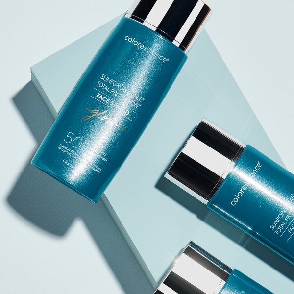 Bottles of Sunforgettable® Total Protection™ Face Shield Glow SPF 50