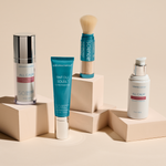 Sensitivity Relief + Protection: All Calm Clinical Redness Corrector, All Calm Multi-Correction Serum, Brush-On Shield SPF 50, Tint du Soleil Whipped Mineral Foundation SPF 30 || all